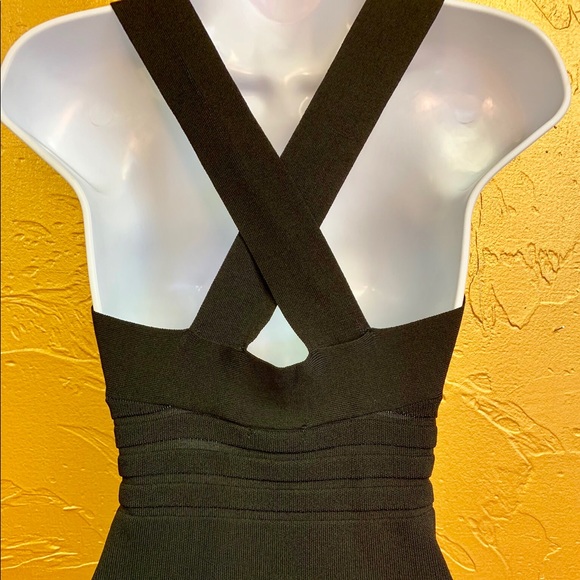 Reynah Black Cross Back Bodycon Dress - Picture 1 of 7